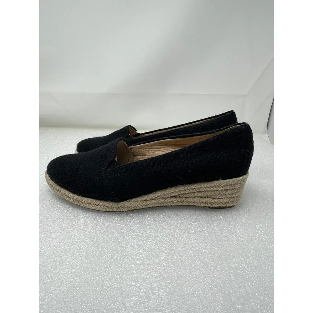 LifeStride Kamilla Black Fabric Espadrille Wedge Pumps Shoes Womens 11W